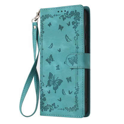 For Samsung Galaxy S25 Ultra Case Garden Imprinted PU Leather Wallet Phone Cover with Wrist Strap