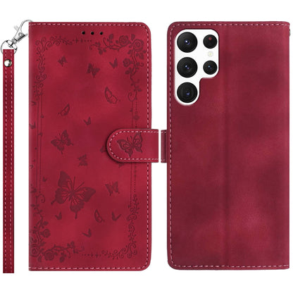 For Samsung Galaxy S25 Ultra Case Garden Imprinted PU Leather Wallet Phone Cover with Wrist Strap
