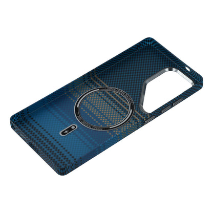 For Samsung Galaxy S26 Ultra Magnetic Case Water Transfer Printing Metal Frame PC Phone Back Cover