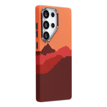 For Samsung Galaxy S26 Ultra Magnetic Case Water Transfer Printing Metal Frame PC Phone Back Cover