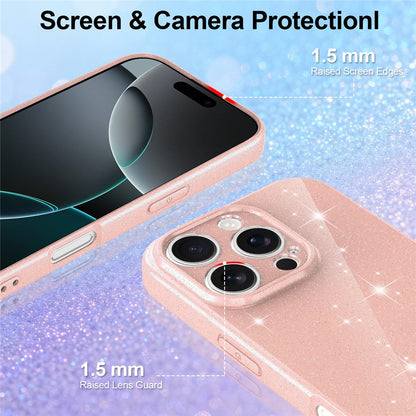 For iPhone 16 Pro Max Magnetic Case Glitter TPU Shockproof Phone Cover with Lanyard Compatible with MagSafe