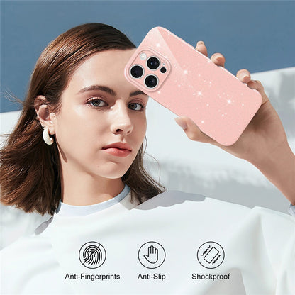 For iPhone 16 Pro Max Magnetic Case Glitter TPU Shockproof Phone Cover with Lanyard Compatible with MagSafe