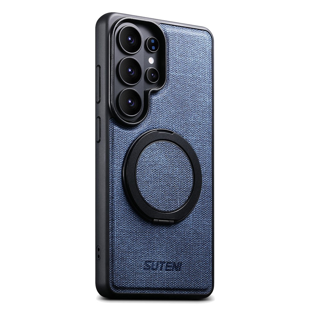 SUTENI G3 For Samsung Galaxy S26 Ultra Magnetic Case Rotating Ring Kickstand Jeans Texture PU TPU Phone Back Cover