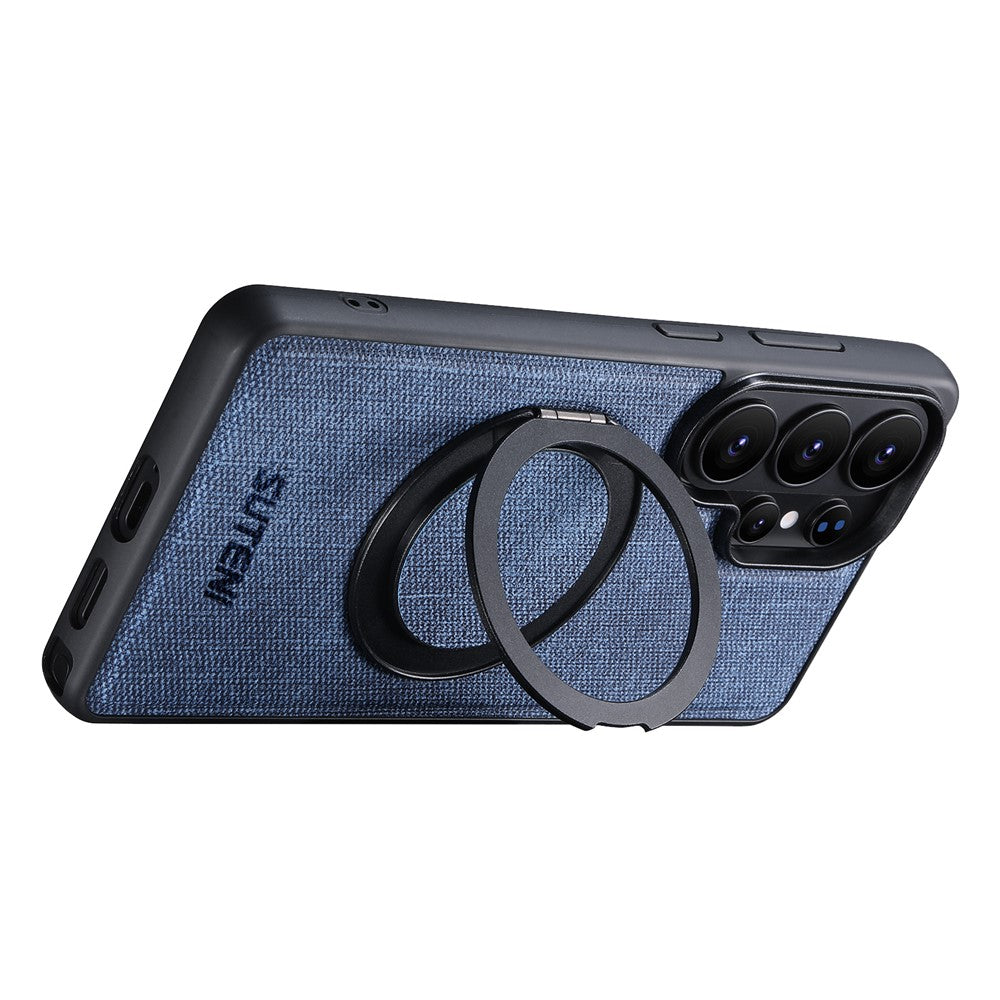 SUTENI G3 For Samsung Galaxy S26 Ultra Magnetic Case Rotating Ring Kickstand Jeans Texture PU TPU Phone Back Cover