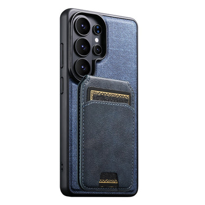 SUTENI G3 For Samsung Galaxy S26 Ultra Magnetic Case Rotating Ring Kickstand Jeans Texture PU TPU Phone Back Cover