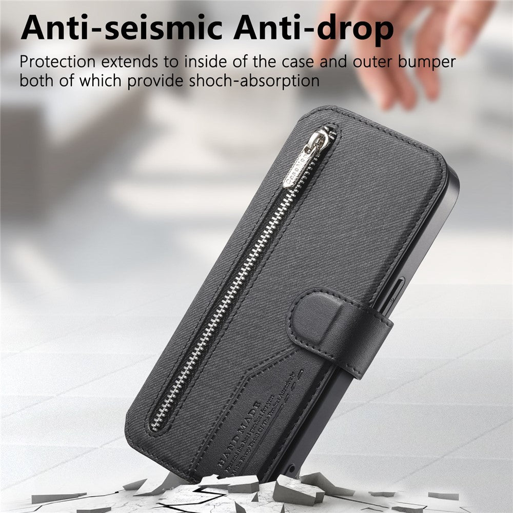 Magnetic Case For iPhone 17e  /  16e RFID Blocking   Detachable Wallet Stand Cloth Texture Leather Phone Cover
