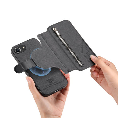 Magnetic Case For iPhone 17e  /  16e RFID Blocking   Detachable Wallet Stand Cloth Texture Leather Phone Cover