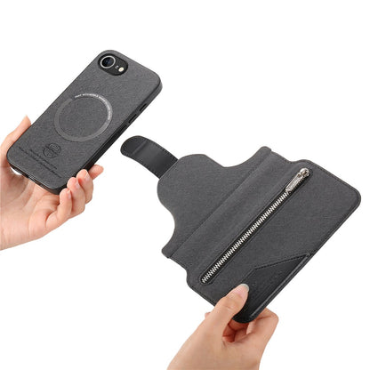 Magnetic Case For iPhone 17e  /  16e RFID Blocking   Detachable Wallet Stand Cloth Texture Leather Phone Cover