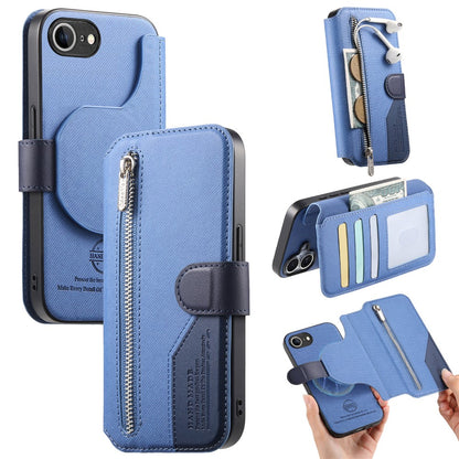 Magnetic Case For iPhone 17e  /  16e RFID Blocking   Detachable Wallet Stand Cloth Texture Leather Phone Cover