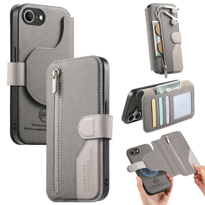 Magnetic Case For iPhone 17e  /  16e RFID Blocking   Detachable Wallet Stand Cloth Texture Leather Phone Cover