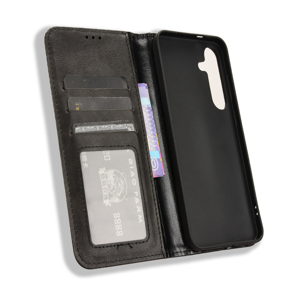 For Samsung Galaxy S26+ Leather Case Wallet Stand Retro Texture Phone Cover