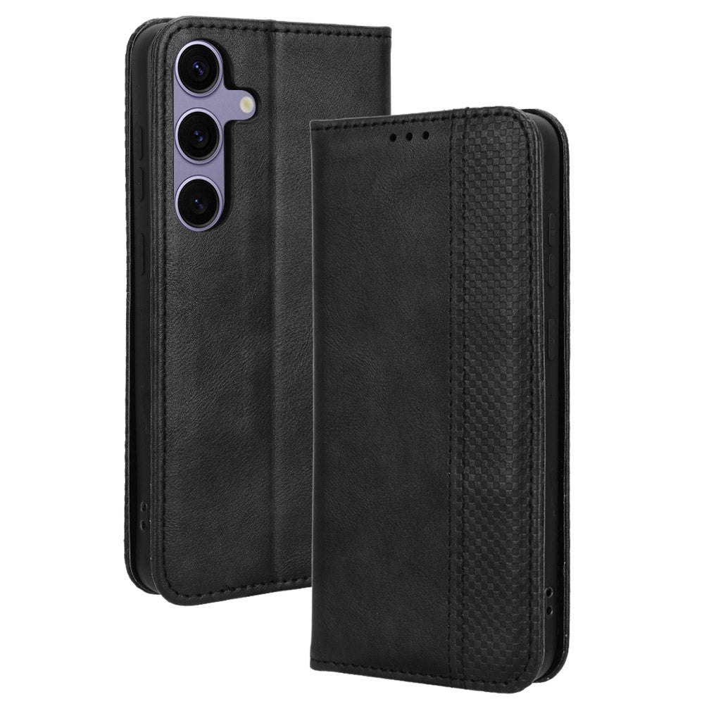 For Samsung Galaxy S26+ Leather Case Wallet Stand Retro Texture Phone Cover