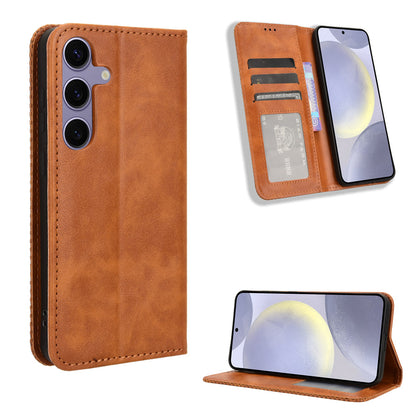 For Samsung Galaxy S26+ Leather Case Wallet Stand Retro Texture Phone Cover