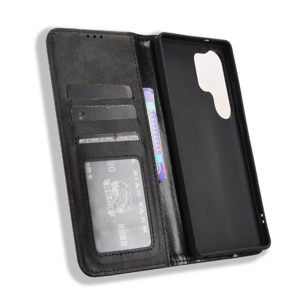 For Samsung Galaxy S26 Ultra Leather Case Wallet Stand Retro Texture Phone Cover