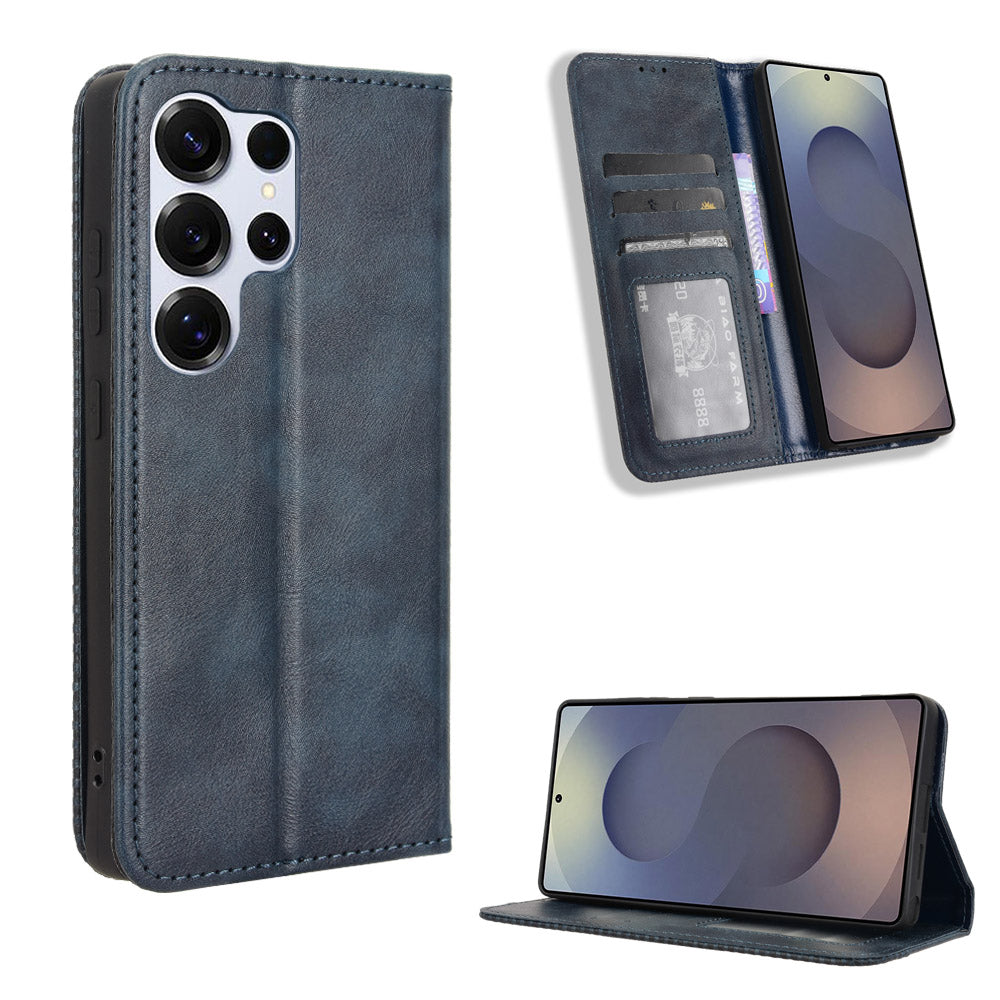 For Samsung Galaxy S26 Ultra Leather Case Wallet Stand Retro Texture Phone Cover
