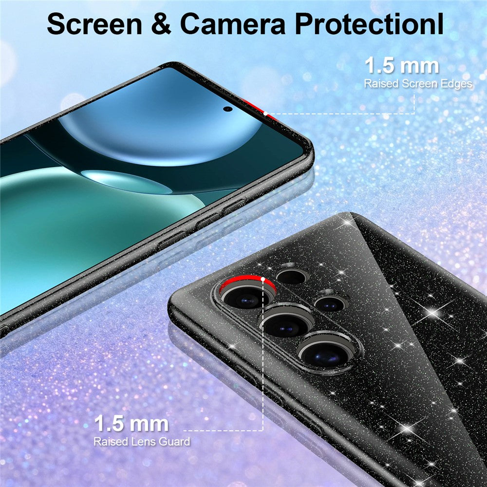 For Samsung Galaxy S25 Ultra Magnetic Case Glitter TPU Shockproof Phone Cover with Lanyard