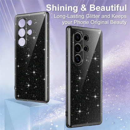 For Samsung Galaxy S25 Ultra Magnetic Case Glitter TPU Shockproof Phone Cover with Lanyard
