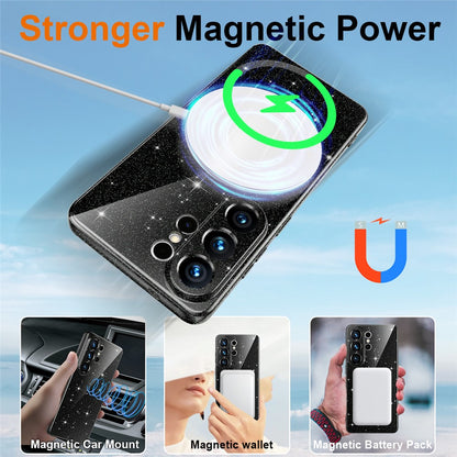 For Samsung Galaxy S26 Ultra Magnetic Case Glitter TPU Shockproof Phone Cover with Lanyard