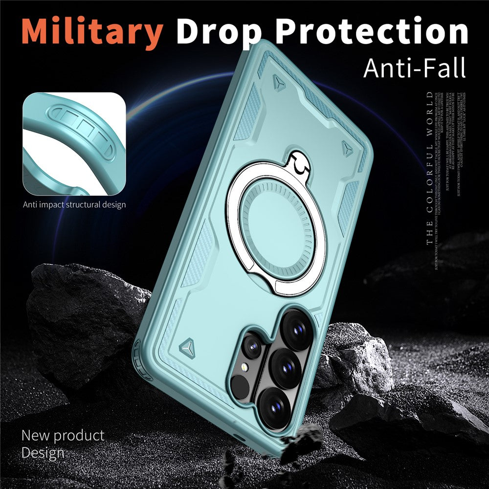 For Samsung Galaxy S26 Ultra Magnetic Case Military Protection PC + TPU Kickstand Phone Cover