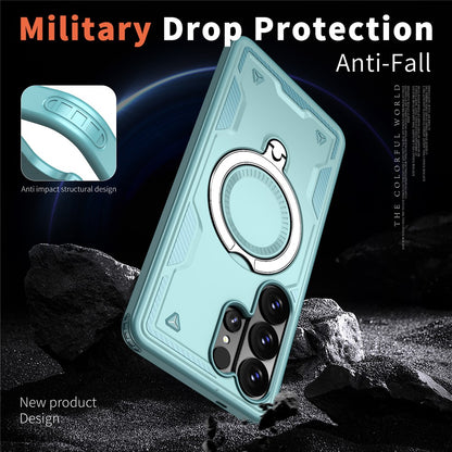 For Samsung Galaxy S26 Ultra Magnetic Case Military Protection PC + TPU Kickstand Phone Cover