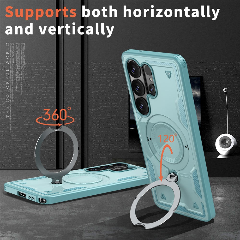 For Samsung Galaxy S26 Ultra Magnetic Case Military Protection PC + TPU Kickstand Phone Cover