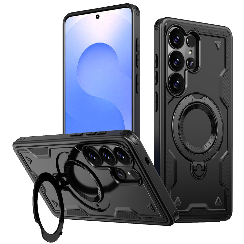 For Samsung Galaxy S26 Ultra Magnetic Case Military Protection PC + TPU Kickstand Phone Cover
