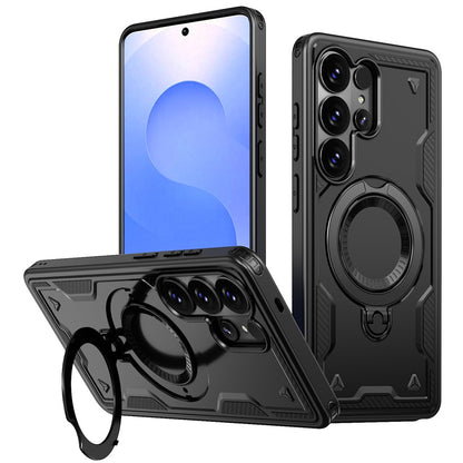 For Samsung Galaxy S26 Ultra Magnetic Case Military Protection PC + TPU Kickstand Phone Cover