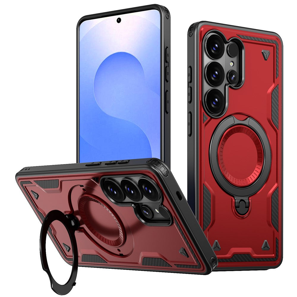 For Samsung Galaxy S26 Ultra Magnetic Case Military Protection PC + TPU Kickstand Phone Cover