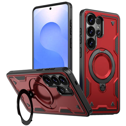 For Samsung Galaxy S26 Ultra Magnetic Case Military Protection PC + TPU Kickstand Phone Cover