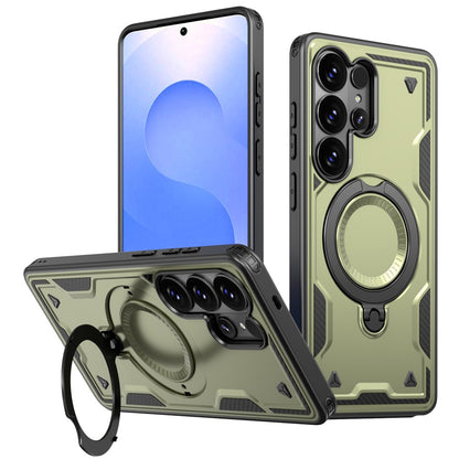 For Samsung Galaxy S26 Ultra Magnetic Case Military Protection PC + TPU Kickstand Phone Cover