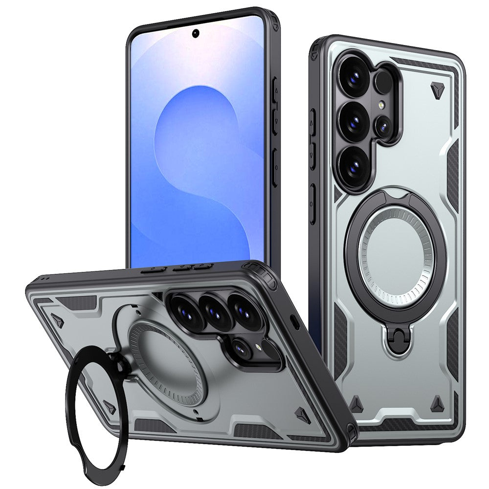 For Samsung Galaxy S26 Ultra Magnetic Case Military Protection PC + TPU Kickstand Phone Cover