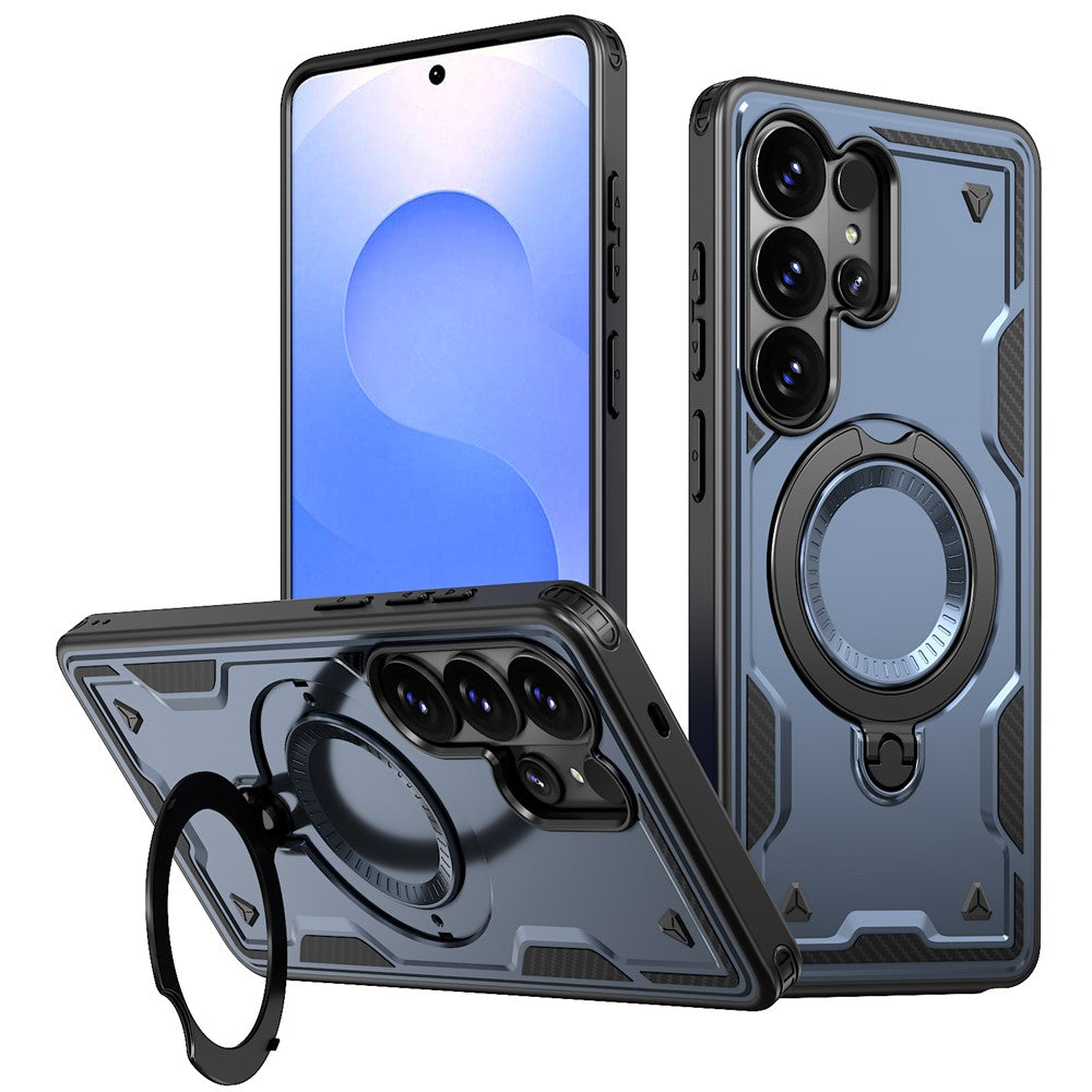 For Samsung Galaxy S26 Ultra Magnetic Case Military Protection PC + TPU Kickstand Phone Cover
