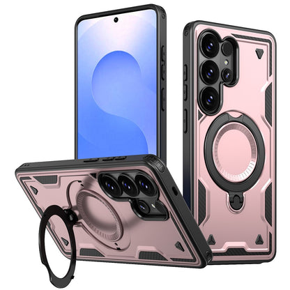 For Samsung Galaxy S26 Ultra Magnetic Case Military Protection PC + TPU Kickstand Phone Cover