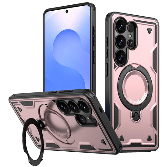 For Samsung Galaxy S26 Ultra Magnetic Case Military Protection PC + TPU Kickstand Phone Cover