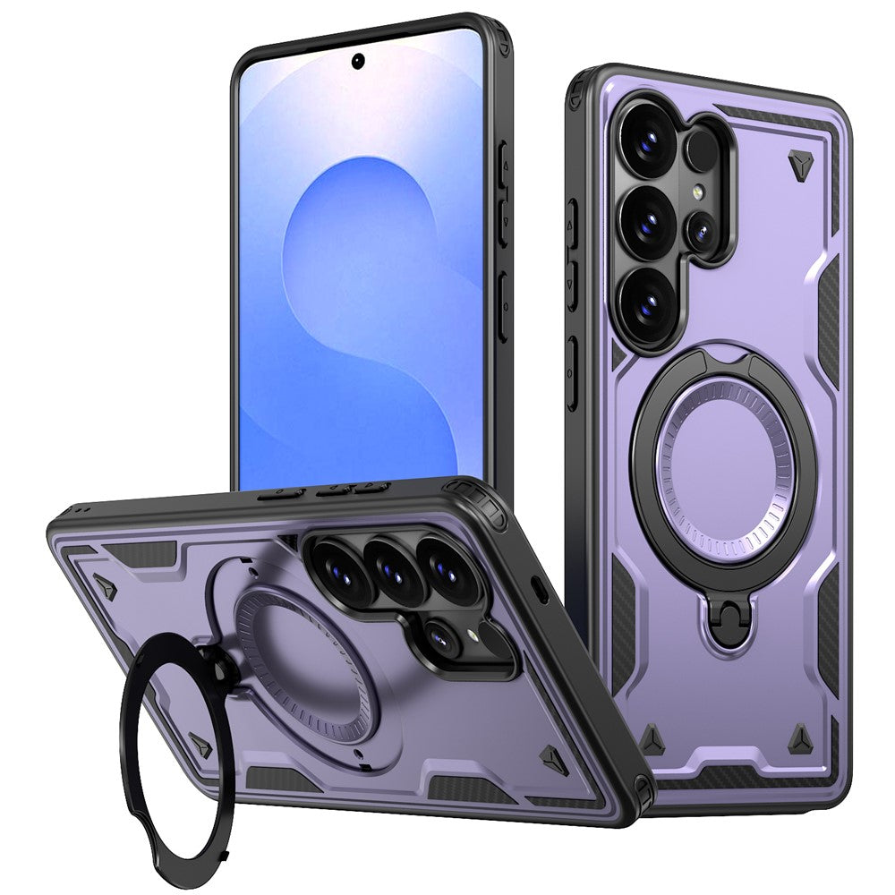 For Samsung Galaxy S26 Ultra Magnetic Case Military Protection PC + TPU Kickstand Phone Cover