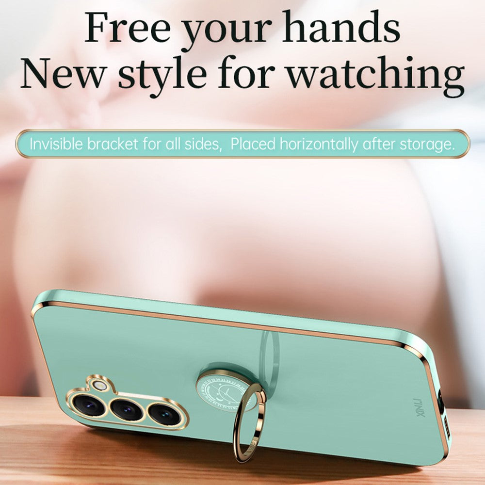 XINLI For Samsung Galaxy S26+ Phone Case Ring Kickstand Electroplating TPU Sweatproof Protection Phone Cover