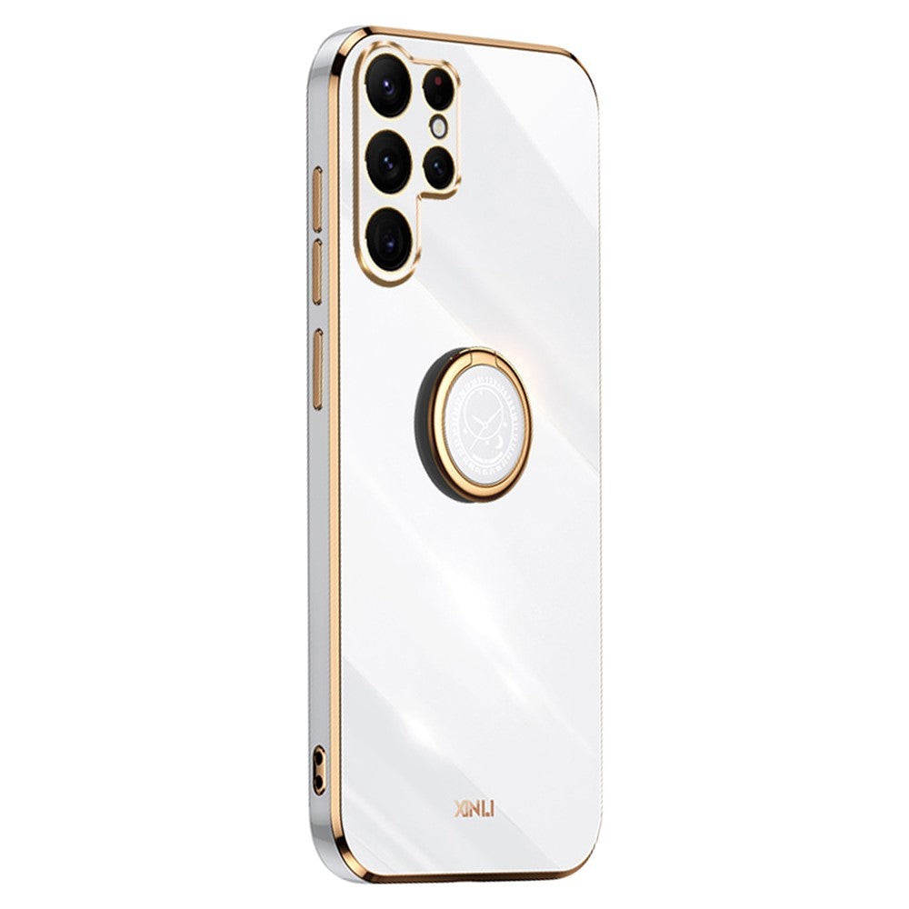 XINLI For Samsung Galaxy S26 Ultra Phone Case Ring Kickstand Electroplating TPU Sweatproof Protection Phone Cover