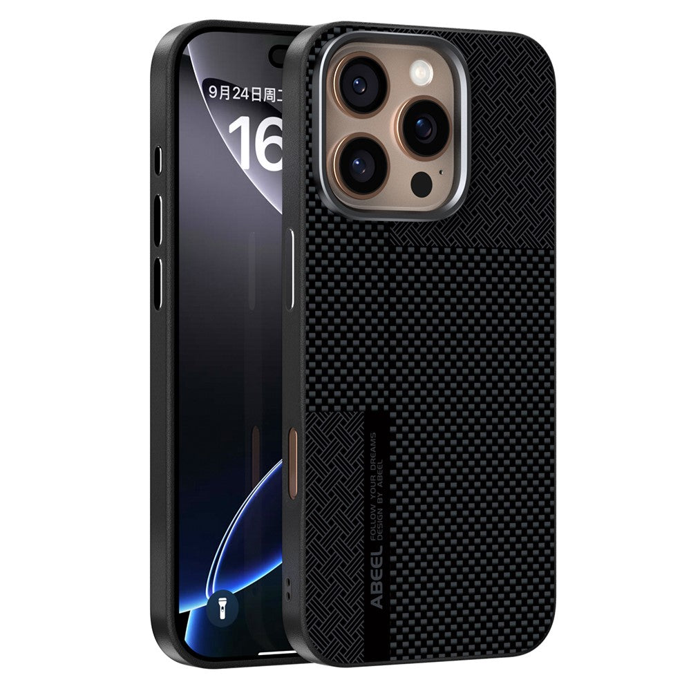ABEEL For iPhone 16 Pro Max Magnetic Case Ultra-thin 6D Printed Shockproof TPU PC Aluminum Alloy Leather Phone Cover