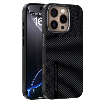 ABEEL For iPhone 16 Pro Max Magnetic Case Ultra-thin 6D Printed Shockproof TPU PC Aluminum Alloy Leather Phone Cover