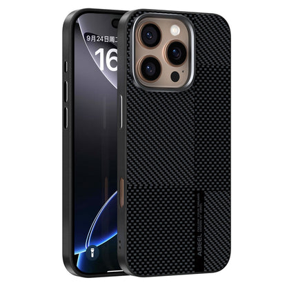 ABEEL For iPhone 16 Pro Max Magnetic Case Ultra-thin 6D Printed Shockproof TPU PC Aluminum Alloy Leather Phone Cover