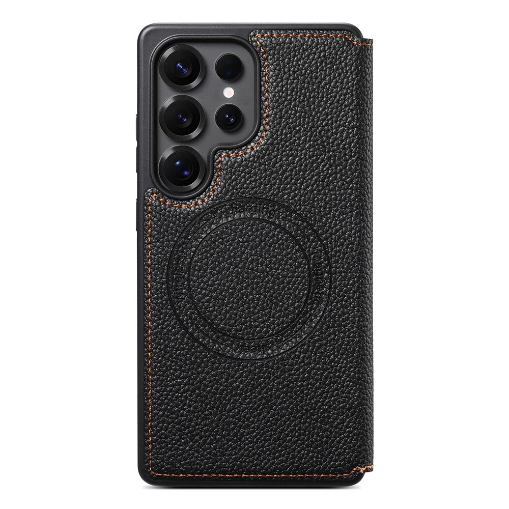 ESEBLE For Samsung Galaxy S26 Ultra Magnetic Case Ultra Thin Litchi Texture PU Leather+PC+TPU Phone Cover with 2 Card Slots