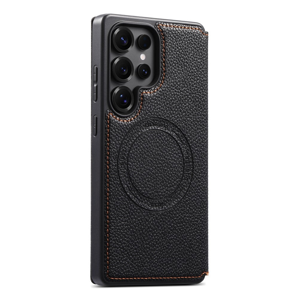 ESEBLE For Samsung Galaxy S26 Ultra Magnetic Case Ultra Thin Litchi Texture PU Leather+PC+TPU Phone Cover with 2 Card Slots