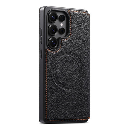 ESEBLE For Samsung Galaxy S26 Ultra Magnetic Case Ultra Thin Litchi Texture PU Leather+PC+TPU Phone Cover with 2 Card Slots