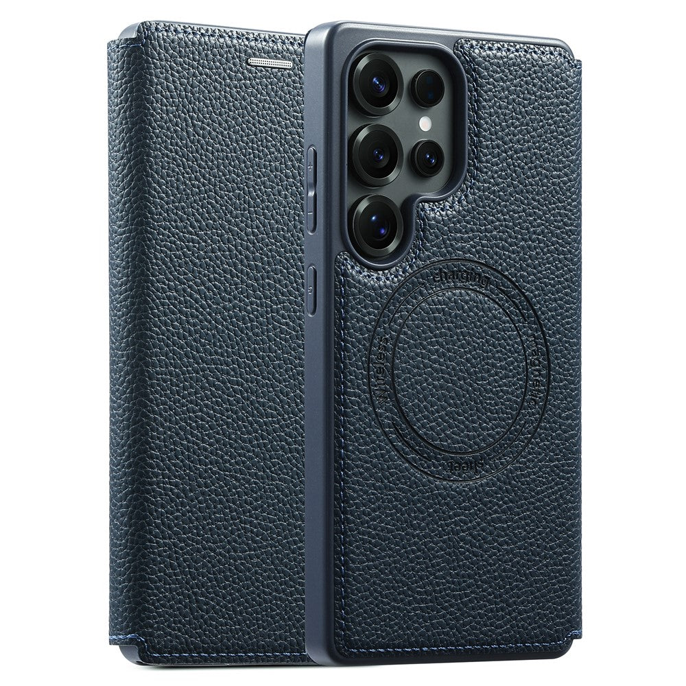 ESEBLE For Samsung Galaxy S26 Ultra Magnetic Case Ultra Thin Litchi Texture PU Leather+PC+TPU Phone Cover with 2 Card Slots