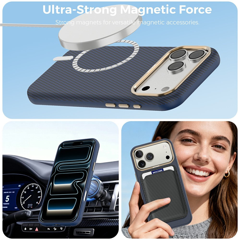 For iPhone 17 Pro Max Case Compatible with MagSafe Carbon Fiber Texture Shockproof Leather TPU PC Protective Cover