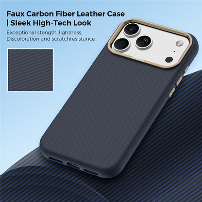 For iPhone 17 Pro Max Case Compatible with MagSafe Carbon Fiber Texture Shockproof Leather TPU PC Protective Cover