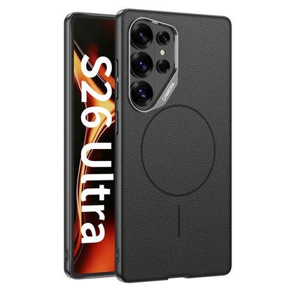 GKK For Samsung Galaxy S26 Ultra Magnetic Case Metal Frame Skin-feel PU Leather Shockproof Phone Cover with Large Cutouts