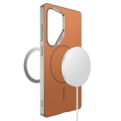 GKK For Samsung Galaxy S26 Ultra Magnetic Case Metal Frame Skin-feel PU Leather Shockproof Phone Cover with Large Cutouts