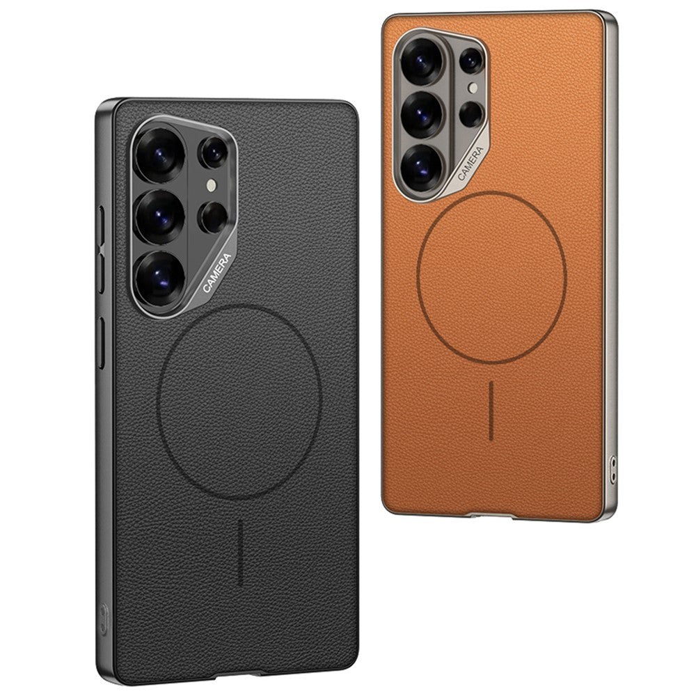 GKK For Samsung Galaxy S26 Ultra Magnetic Case Metal Frame Skin-feel PU Leather Shockproof Phone Cover with Large Cutouts