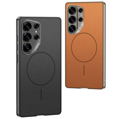 GKK For Samsung Galaxy S26 Ultra Magnetic Case Metal Frame Skin-feel PU Leather Shockproof Phone Cover with Large Cutouts
